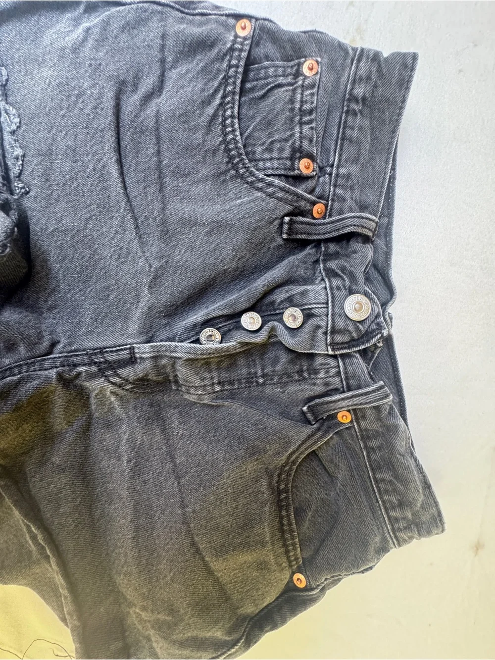 Levi's denim distressed shorts fly indie , Hippie